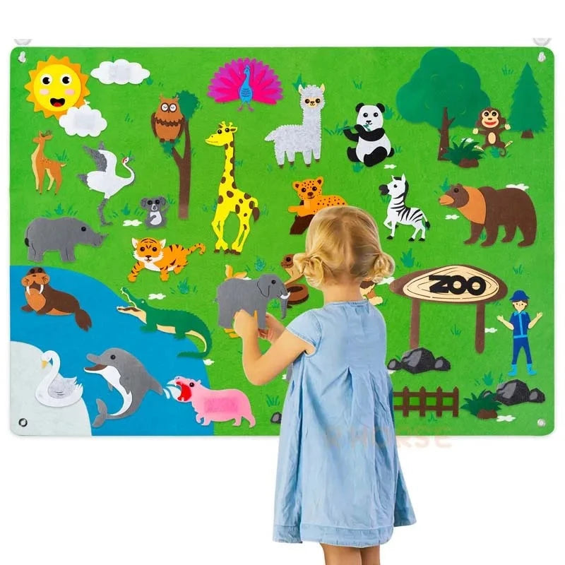 FELT-BOARD-AIAFAG™-DIVERSÃO-CRIATIVA-&-APRENDIZADO-PARA-CRIANÇAS-ZOOLOGICO